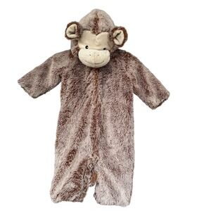 Pottery Barn Kids Monkey Costume Infant 0-6 Months Brown Faux Fur Hooded Suit